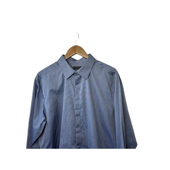 Calvin Klein Blue SLim Fit Non Iron Long Sleeve Button Down Shirt 17.5 32/33 - Picture 2 of 5